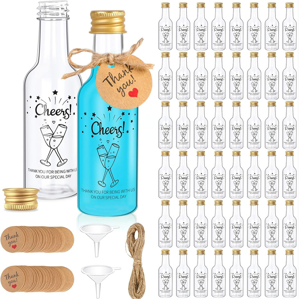 Wine Beer Liquor - 50'li Paket Mini İçki Şişeleri, 1.7oz/50ml