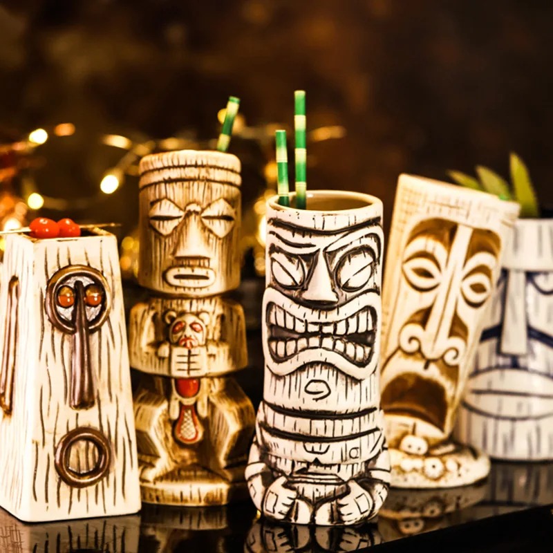 Wine With Beer Cocktail - Yaratıcı Seramik Kupa Şaman Totem Yüzü