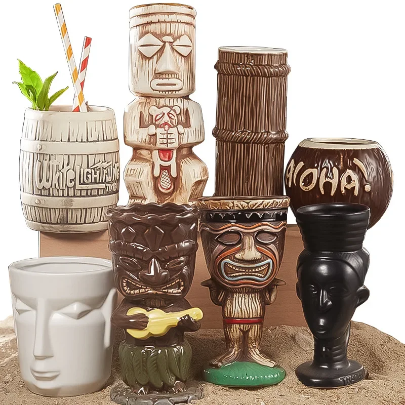 60 tipi hawaii Tiki kupa seram - Wine With Beer Cocktail incelemesi ve fiyatı