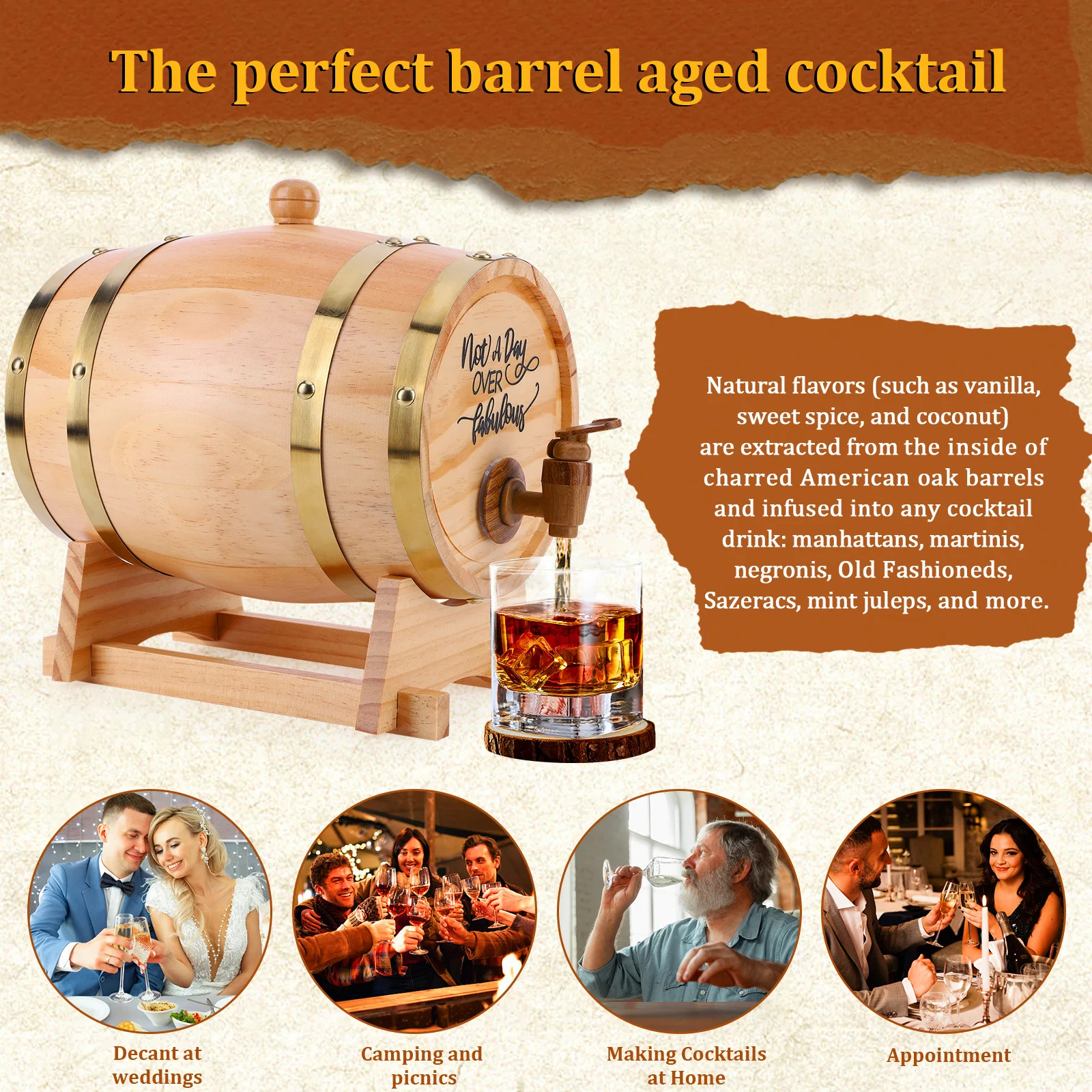 3L Ahşap Viski Fıçısı, Standlı - Wine With Beer Cocktail incelemesi ve fiyatı
